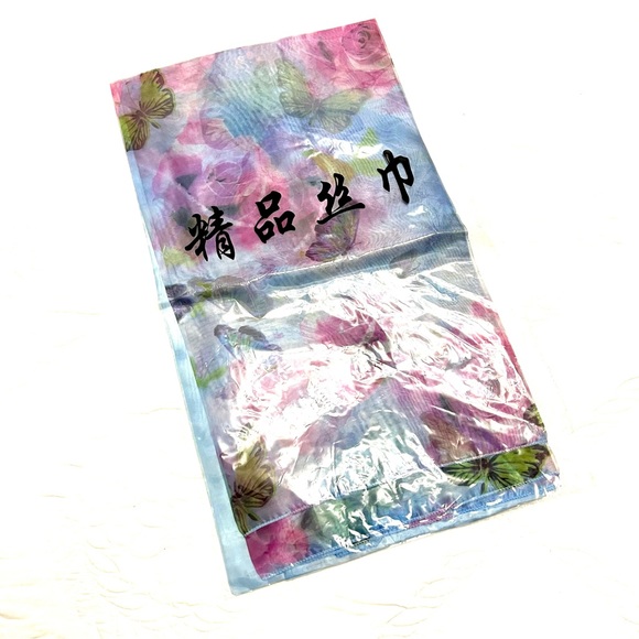 NWT 🌸SUMMER PRINT SILK SCARF OVERSIZED CHIFFON WRAP SAGONG PAREO BEACH COVER - Picture 10 of 11